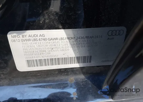 2013 Audi A4 2.0T Premium z USA, uszkodzony, nr VIN WAUEFAFL3DN020342